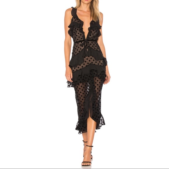 For Love And Lemons Dresses & Skirts - For Love & Lemons Dotty Midi Dress in Black Dot XS
